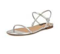 NINE WEST Femme Maizy Sandale Plate, Argent 040, 35 EU
