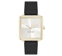 NINE WEST Montre Bracelet pour Femme, Noir/Or, Sangle