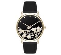 Nine West Montre pour femme avec cadran floral NW/3146, noir