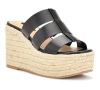 NINE WEST Sandale Keran pour femme avec talon compensé Noir, 44 EU