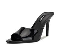 Nine West Sandales à talons Hather pour femme, Noir verni 001, 38.5 EU