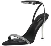 Nine West Sandales à talons Reina strass pour femme, noir satiné, 44 EU