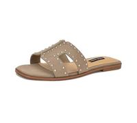 Nine West Sandales plates Giny pour femme, Daim naturel clair 111, 37.5 EU