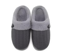 NineCiFun Pantoufles Femme Hiver Chaussons Confortables pour Dames Chaussons à Semelles dures en Mousse à mémoire de Forme Douce et Chaude(Gris Foncé 38/39)