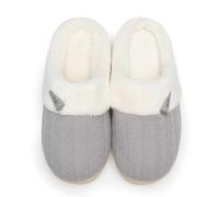NineCiFun Pantoufles Femme Hiver Chaussons Confortables pour Dames Chaussons à Semelles dures en Mousse à mémoire de Forme Douce et Chaude(Gris 40/41)