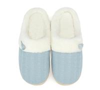 NineCiFun Pantoufles Femme Hiver Chaussons Confortables pour Dames Chaussons à Semelles dures en Mousse à mémoire de Forme Douce et Chaude(Bleu 40/41)