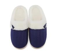 NineCiFun Pantoufles Femme Hiver Chaussons Confortables pour Dames Chaussons à Semelles dures en Mousse à mémoire de Forme Douce et Chaude(Bleu Marine 40/41)
