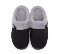 NineCiFun Pantoufles Femme Hiver Chaussons Confortables pour Dames Chaussons à Semelles dures en Mousse à mémoire de Forme Douce et Chaude(Gris noir 42/43)
