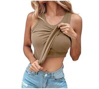 Ninedayx Débardeur d'été élégant pour femme avec coussinets de poitrine, sous-vêtements habillés avec soutien-gorge intégré, débardeur polyvalent avec soutien-gorge étagère, gilet 2 en 1 respirant,