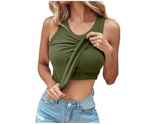 Ninedayx Débardeur d'été élégant pour femme avec coussinets de poitrine, sous-vêtements habillés avec soutien-gorge intégré, débardeur polyvalent avec soutien-gorge étagère, gilet 2 en 1 respirant,