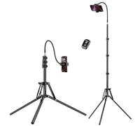 Nineigh 200cm Trepied Smartphone, Trépied Telephone Portable avec 35cm Flexible Col de Cygne et Télécommande, Pliage Inversé Tripod avec Rotule à 360° pour iPhone/Android/Camera