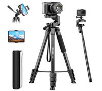 Nineigh Trepied Appareil Photo, 211cm Trepied Smartphone vec Télécommande sans Fil et Téléphone Support, Trépied Portable pour iPad, Tripod de Voyage en Aluminium pour iPhone/Tablette/Caméra d'action