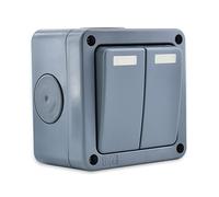 NineLeaf 1 emballage extérieur étanche 10a 2 voies commutateur à double lumière IP66, pour usage extérieur 1pc ho-035 gris