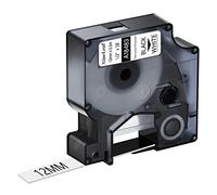 NineLeaf 1 Pack Remplacement pour Dymo 18483 A18483 12mm x 5.5m 0.47'' Ruban D'étiquettes Industriel en Polyester Noir sur Blanc Permanent pour Rhino 1000 4200 5200 ILP 219 3M PL100 PL150 Étiqueteuse