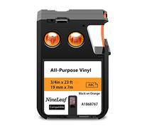 NineLeaf 1 Pack Remplacement pour Dymo 1868767 A1868767 19mm x 7m 0.7'' Multi-usages Ruban Noir sur Orange D'étiquettes Industrielles en Vinyle Imprimantes pour Rhino XTL-300 XTL-500 Étiqueteuse