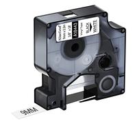 NineLeaf 1 Pack Remplacement pour Dymo IND 18443 A18443 9mm x 5.5m 0.35'' 3/8 pouce D'étiquette Vinyle Industrielle Noire sur Blanc Permanente pour Rhino 1000 4200 5200 219 PL100 PL150 Étiqueteuse