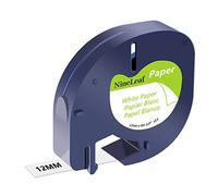 NineLeaf 1 Pack Remplacement pour Dymo Letratag Recharge 91330 91200 91220 59421 S0721510 Ruban D'étiquettes 12mm x 4m 0.47 Pouce Noir sur Blanc pour LT-100H LT-100T LT-110T Plus QX50 XR Étiqueteuse