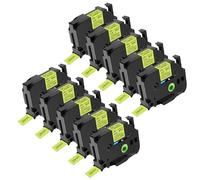 NineLeaf 10 Pack de Remplacement pour Brother P-touch TZe-C51 TZ-C51 TZeC51 TZC51 AZe 24mm 0.94'' Ruban Noir sur Jaune Fluo Laminé D'étiquette Cassette Recharge Ptouch PT-D600 P750W 2300 Étiqueteuse
