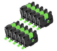 NineLeaf 10 Pack de Remplacement pour Brother P-touch TZe-D51 TZ-D51 TZeD51 TZD51 AZe 24mm 0.94'' Ruban Noir sur Vert Fluo Laminé D'étiquette Cassette Recharge Ptouch PT-D600 P750W 2307 Étiqueteuse