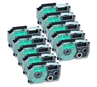NineLeaf 10 Pack Remplacement pour Casio EZ XR12GN AR-12GN XR-12GN2S XR12GN2S Ruban 12mm 0.47 pouce D'étiquettes Noir sur Vert pour KL60 KL750 KL750B KL750BA KL750KITCH KL780 KL8100 Étiqueteuse