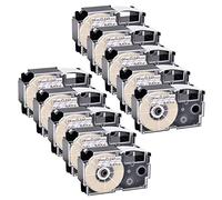 NineLeaf 10 Pack Remplacement pour Casio EZ XR24X AR-24X XR-24X2S XR24X2S Ruban 24mm 0.94 pouce D'étiquettes Noir sur Transparent pour CWL300 KL430 KL820 KL7000 KL7200 KL8100 KL8200 KLC500 Étiqueteuse