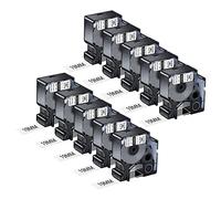 NineLeaf 10 Pack Remplacement pour Dymo 18484 A18484 19mm x 5.5m 0.7'' Ruban D'étiquettes Industriel en Polyester Noir sur Blanc Permanent pour Rhino 4200 5200 ILP 219 3M PL100 PL150 Étiqueteuse