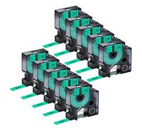 NineLeaf 10 Pack Remplacement pour Dymo D1 45019 S0720590 A45019 12mm x 7m 0.47'' 1/2 pouce Ruban D'Étiquette Noir sur Vert pour LabelManager 160 210D 220P 120P LabelPoint 100 150 200 Étiqueteuse