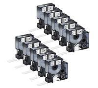 NineLeaf 10 Pack Remplacement pour Dymo D1 45020 S0720600 A45020 12mm x 7m 0.47 pouce Ruban D'Étiquette Blanc sur Transparent pour LabelManager 160 210D 220P 120P LabelPoint 100 150 200 Étiqueteuse