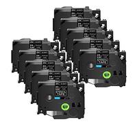 NineLeaf 10 x Compatible pour Brother P-touch 24mm x 3m STE151 STE-151 ST151 ST-151 Pochoir Ruban Noir sur Transparent Timbre D'étiquette Recharge pour Ptouch PT-D600 D600VP E500 Étiqueteus