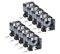 NineLeaf 10 x Compatible pour Dymo Rhino 18053 S0718280 Noir sur Blanc Gaine Thermorétractable 3/8'' 9mm x 1,5m pour Fils Câbles dans Rhino 3000 4200 5000 5200 6000 Industrielle Fabricant D'étiquettes
