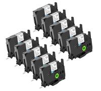 NineLeaf 10x Compatible for Ruban Brother 6mm TZe-FX211 Blanc D'Étiquette