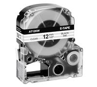 NineLeaf 1PK Compatible avec la bande de l'étiqueteuse LW 12mm 1/2" LK-4TBN LC-4TBN9 ST12KW AT12KW Étiquette noire sur transparente pour LabelWorks LW-300 LW-400 LW-600P LW-700 LW-1000P KingJim