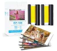 NineLeaf 1PK Compatible pour Canon Selphy CP1500 Cartouche et Papier, RP-108 RP-108IN 10 x 15 cm Papier Brillant CP1300 CP1200 CP1000 CP910 CP820, 108 Papier Photo et 2 Cartouche d'encre