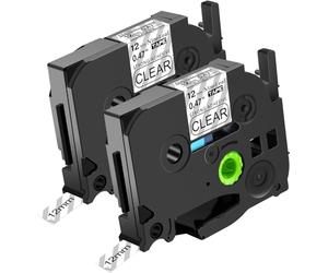 NineLeaf 2 Pack de Remplacement pour Brother P-Touch TZe-S131 TZ-S131 TZeS131 TZS131 AZe 12mm 0.47'' 8m Ruban D'étiquette Noir sur Transparent Laminé Adhésif Extra pour Ptouch PT-E500VP D200SA 1830C