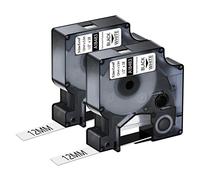 NineLeaf 2 Pack Remplacement pour Dymo 18483 A18483 12mm x 5.5m 0.47'' Ruban D'étiquettes Industriel en Polyester Noir sur Blanc Permanent pour Rhino 1000 4200 5200 ILP 219 3M PL100 PL150 Étiqueteuse