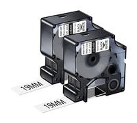 NineLeaf 2 Pack Remplacement pour Dymo 18489 A18489 19mm x 3.5m 0.7'' Ruban D'étiquettes Nylon Flexible Industriel Noir sur Blanc Recharge pour Rhino 5000 6000 ILP 219 PL200 PL300 PL100 Étiqueteuse