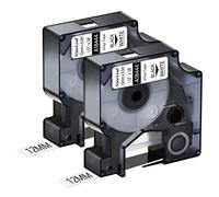 NineLeaf 2 Pack Remplacement pour Dymo IND 18444 A18444 12mm x 5.5m 0.47'' 1/2 pouce D'étiquette Vinyle Industrielle Noire sur Blanc Permanente pour Rhino 1000 4200 5200 219 PL100 PL150 Étiqueteuse