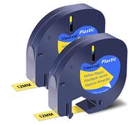NineLeaf 2 Pack Remplacement pour Dymo Letratag Recharge 91202 91222 91332 59423 S0721620 12mm x 4m 0.47 pouce Ruban D'étiquettes Noir sur Jaune pour LT-100H LT-100T LT-110T Plus QX50 XR XM 2000