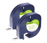NineLeaf 2 Pack Remplacement pour Dymo Letratag Recharge 91330 91200 91220 59421 S0721510 Ruban D'étiquettes 12mm x 4m 0.47 pouce Noir sur Blanc pour LT-100H LT-100T LT-110T Plus QX50 XR Étiqueteuse