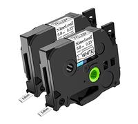 NineLeaf 2 x Compatible pour Brother P-touch HSe-211 HSe211 HS211 HS-211 Ruban 5.8mm x 1.5m Noir sur Blanc Gaine Thermo Retractable dans Fils Câbles pour PT-E300 E500 E550W E800W H300 H500