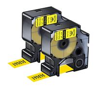NineLeaf 2 x Compatible pour Dymo 18433 IND Ruban Noir sur Jaune 3/4'' 19mm x 5.5m Vinyle Industriel D'étiquette Recharge pour Rhino 4200 5200 ILP 219 3M PL100 PL150 Fabricant D'étiquettes