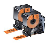 NineLeaf 2 x Compatible pour Dymo 18436 IND Ruban Noir sur Orange 3/4'' 19mm x 5.5m Vinyle Industriel D'étiquette Recharge pour Rhino 4200 5200 ILP 219 3M PL100 PL150 Fabricant D'étiquettes