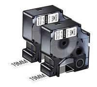 NineLeaf 2 x Compatible pour Dymo 18445 IND Ruban Noir sur Blanc 3/4'' 19mm x 5.5m Vinyle Industriel D'étiquette Recharge pour Rhino 4200 5200 ILP 219 3M PL100 PL150 Fabricant D'étiquettes