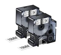 NineLeaf 2 x NineLeaf Compatible pour Dymo D1 45800 S0720820 A45800 Noir sur Transparent 19mm x 7m Ruban D'étiquettes pour LabelManager 300 350 350D 360D 400 420P 450 450D 500TS PC PC II Étiqueteuse