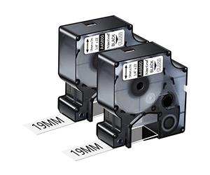 NineLeaf 2 x NineLeaf Compatible pour Dymo D1 45800 S0720820 A45800 Noir sur Transparent 19mm x 7m Ruban D'étiquettes pour LabelManager 300 350 350D 360D 400 420P 450 450D 500TS PC PC II Étiqueteuse