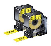 NineLeaf 2 x NineLeaf Compatible pour Dymo D1 45808 S0720880 A45808 Noir sur Jaune 3/4'' 19mm x 7m Ruban D'étiquettes pour LabelManager 300 350 350D 360D 400 420P 450 450D 500TS PC PC II Étiqueteuse