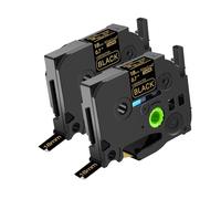 NineLeaf 2x Compatible for Brother P-Touch TZe-344 Noir Ruban D'Étiquette