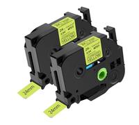 NineLeaf 2x Compatible for Brother TZe-C51 Jaune Fluo Ruban D'étiquette