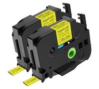 NineLeaf 2x HSE-641 Compatible pour Brother Thermo-Retractable Jaune Ruban | HSE641 17,7mm x 1,5m Noir sur Jaune Ruban Gaine Thermo Retractable dans Fils Câbles pour Brother P-Touch PT-H300 E500 H500LI