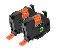 NineLeaf 2x Ruban de Compatible pour Brother P-Touch TZe-B61 TZ-B61 TZeB61 TZB61 AZe 36mm 1,4'' Laminé Cassette d'étiquettes Noir sur Orange Fluo pour étiqueteuse Ptouch PT-9200PC PT-9400 PT-9500PC